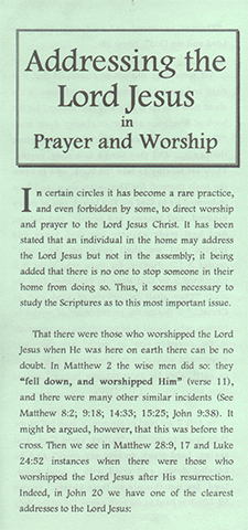 ADDRESSING THE LORD JESUS IN PRAYER AND WORSHIP - MARK BEST
