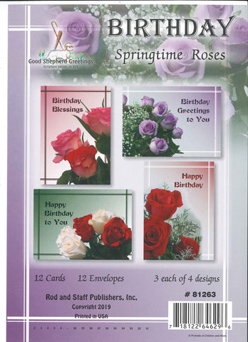 BOXED CARD - BIRTHDAY - SPRINGTIME ROSES