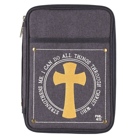 BIBLE CASE - I CAN DO ALL THINGS - DENIM LG