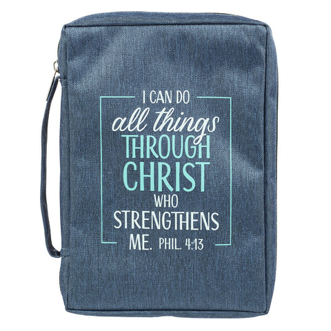 BIBLE CASE - I CAN DO ALL THINGS - DENIM - LG