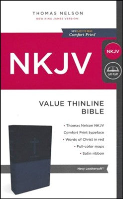 NKJV -  THINLINE NAVY  LEATHERSOFT VALUE