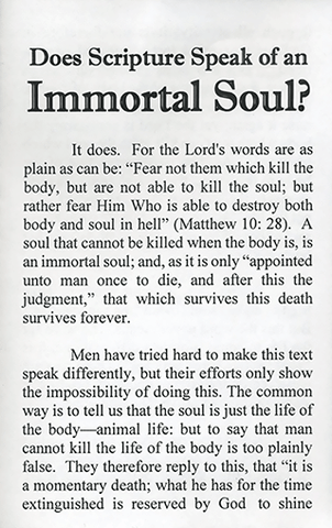 DOES SCRIPTURE SPEAK OF AN IMMORTAL SOUL - F. W. GRANT