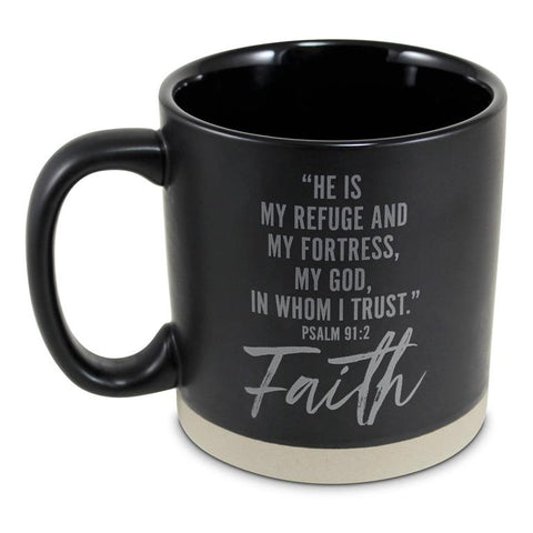 MUG - HE IS MY REFUGE - BLK - 18OZ