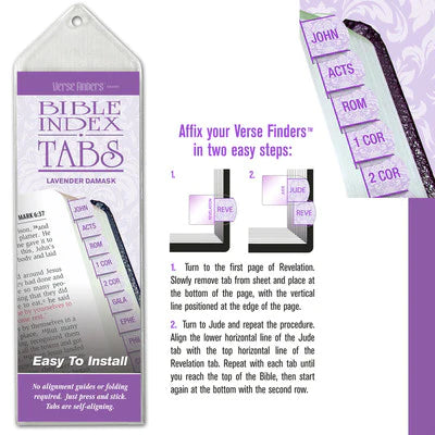 BIBLE TABS LAVENDAR DAMASK