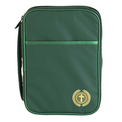 BIBLE CASE - GREEN WITH CROSS - LG