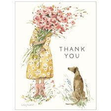 NOTECARDS - THANK  YOU - FLOWER & DOG