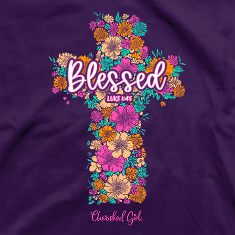TSHIRT - CHERISHED GIRL-FLORAL CROSS-2XL