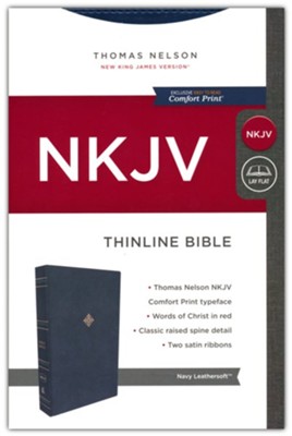 NKJV -  THINLINE NAVY  LEATHERSOFT