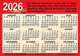 WALLET CALENDARS 2026 - PACK OF 100 - GOSPEL