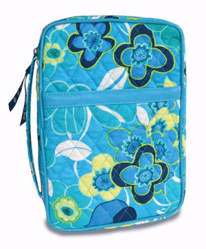 BIBLE CASE - QUILTED BLUE BLOSSOMS MD