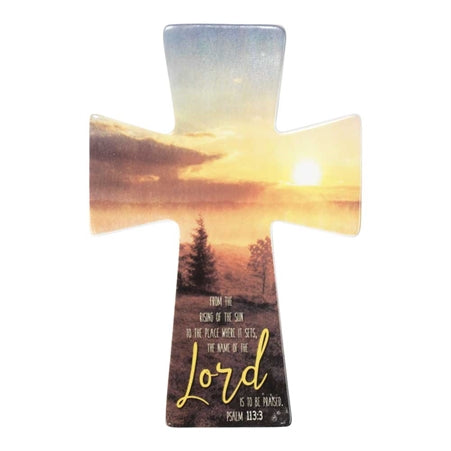 PORCELAIN WALL CROSS - NAME OF THE LORD - 9"