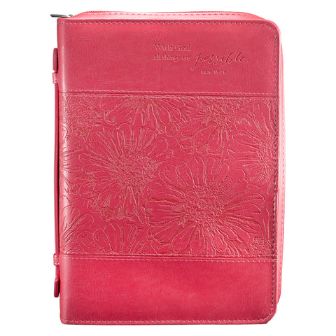 BIBLE CASE - LUXLEA  WITH GOD - PINK - LG