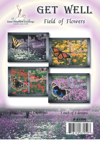 BOXED CARD - GET WELL - FIELD OF FLOWERS