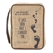 BIBLE CASE - JUTE- FOOTPRINTS TAN/BRWN TL