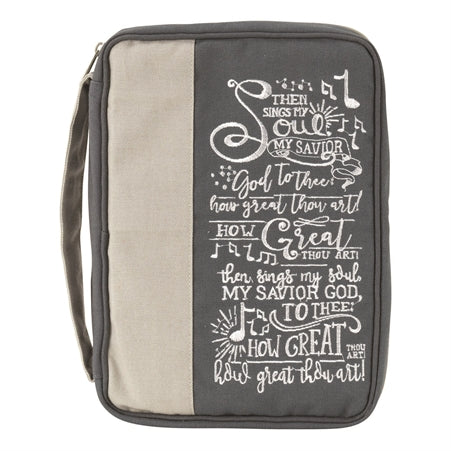 BIBLE CASE - JUTE - THEN SINGS MY SOUL GREEN LG