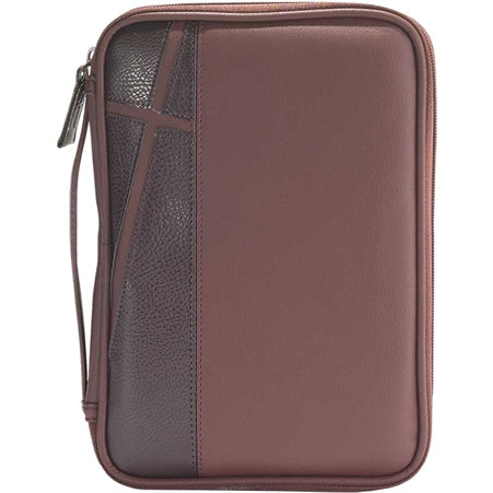 BIBLE CASE - MED VINYL BROWN W/CROSS