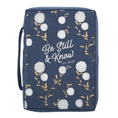 BIBLE CASE - BE STILL & KNOW - BLUE FLORAL - LG