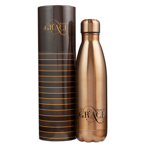 WATER BOTTLE - SAVED BY GRACE GOLD/BLK- 17OZ
