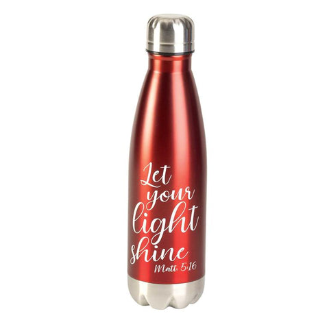 WATER BOTTLE - LET YOUR LIGHT SHINE - RED