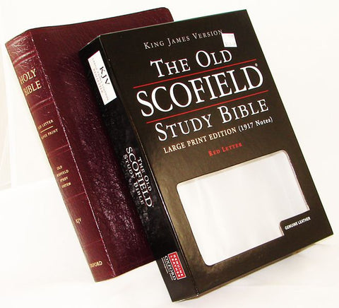THE OLD SCOFIELD STUDY BIBLE LARGE PRINT EDITION - Burgundy - Genuine Leather - Thumb Indexed