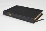 GERMAN BIBLE LARGE GENUINE LEATHER BLACK PROTECTION FLAPS